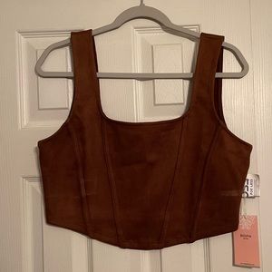 Brown Suede Corset Top